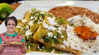 Best and Easiest Chilaquiles Verdes Rellenos  Cheese Stuffed Chilaquiles ❤️ [upl. by Nonna]