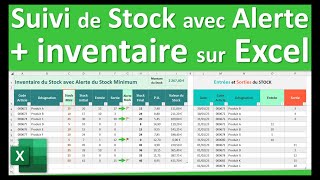 Suivi des stocks et inventaire du stock sur Excel avec une alerte en fonction du stock minimum [upl. by Alebasi514]