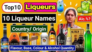 Top 10 Liqueurs Name with Colour Base Flavour Alcohol Content amp Country of Origin Liqueur Liqueurs [upl. by Jablon]