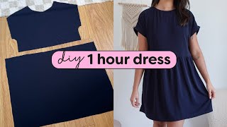 DIY 1 Hour Dress  Sewing Pattern  Easy Smock Dress Naya Tshirt Hack [upl. by Hgielra]