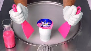 ASMR  mini OREO Ice Cream Rolls  how to make pink Oreo Ice Cream with Strawberry amp Cookie Flavor [upl. by Asiat]