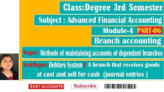 Degree 3rd Sem Advanced Financial Accounting Module 4  branch accounting  Part6 Easy Accounts [upl. by Ahc]