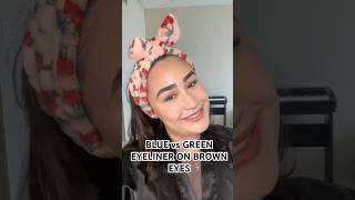 Blue vs Green which one is your fave makeup4browneyes eyeliner eyelinertutorial [upl. by Ydniahs555]