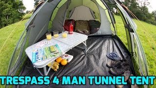 Trespass 4 man tunnel tent £54 new for wild camping [upl. by Deys]