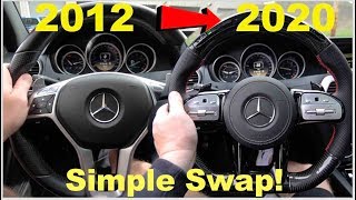 Best Upgrade For ANY Mercedes From 2012 To 2020 C63 AMG Steering Wheel Swap Easy DIY W204 W205 [upl. by Akimak]