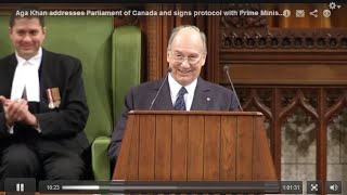 Aga Khan Addresses Parliament of Canada andSigns Protocol with Prime Minister  2014 [upl. by Russon]