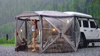 Solo camping in heavy rain  powerful rain adventures in tent and relaxing  ASMR [upl. by Odelet107]