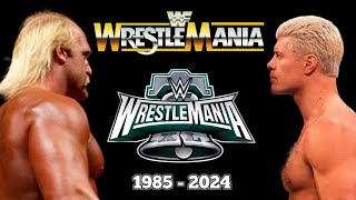 All Of WWE WrestleMania Main Events Match Card Compilation 1985  2024 [upl. by Malloy]