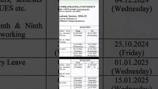 Academic calendar session 202425 GGSIPU affiliated colleges important information [upl. by Anirdua]