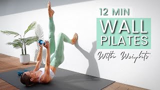 12 Min WALL PILATES Workout With Weights [upl. by Siol]