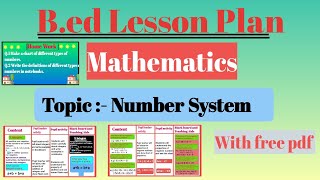 Number System lesson plan of mathematics for Bed lesson plan of mathematics [upl. by Doykos]