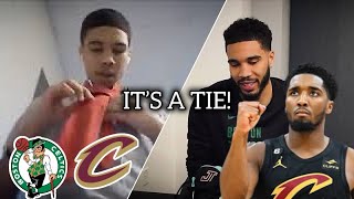 JAYSON TATUM TEACHES HOW TO TIE A SHOE BEFORE THE CELTICS AND CAVS NBA PLAYOFFS MATCH [upl. by Kenzi817]