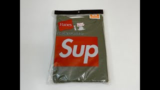 Supreme x Hanes Tagless Tshirts olive Unboxing [upl. by Masry]