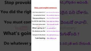 English sentences for daily use in Telugu shorts [upl. by Arivle986]