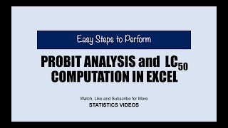 Probit Analysis and LC50 Computation Using Microsoft Excel [upl. by Lena993]