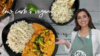 BrokkoliLauchCurry mit Low Carb Reis vegan  Gesundes Mittagessen mit wenig Kohlenhydraten [upl. by Donahue]