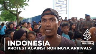 Rohingya refugees in Indonesia Locals protest against Rohingya arrivals [upl. by Ogram]