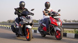 Yamaha Aerox 155 VS NTORQ 125 Comparison  Race [upl. by Vanthe]