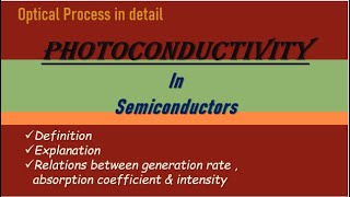 F Photoconductivity in Semiconductors in detail using relations [upl. by Nomaj]