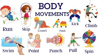 Active Body Movement Verbs with examples  English vocabulary  listen and practice [upl. by Notxam]