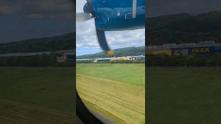 takeoff from Belfast City airport onboard an Aer Lingus Regional ATR72 airplane airport ikea [upl. by Ardnuhsor]