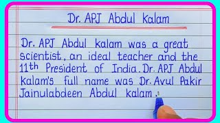 APJ Abdul Kalam Essay in EnglishEssay on Abdul Kalam in English Writing [upl. by Bouley]