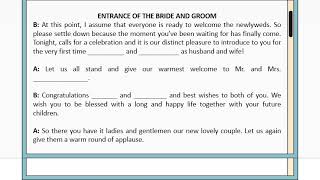 WEDDING SCRIPT FOR EMCEE [upl. by Bulley]