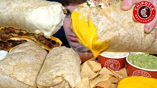 ASMR MUKBANG CHIPOTLE GIANT BURRITOS CHIPS CHEESE STEAK QUESADILLA  WITH CHEESE [upl. by Eidlog352]