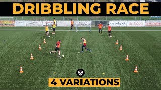 Fun Dribbling Race  4 Variations  Soccer Drills  Football Exercises [upl. by Ehcar]