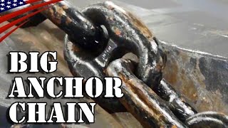 Gigantic Aircraft Carrier Big Anchor Chain  Weight of 1 Chain Link 365 lb  巨大空母の巨大なアンカー･チェーン錨鎖 [upl. by Vivl]