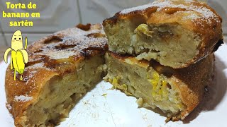 Torta de plátano 🍌 En sartén fácil rápido y delicioso  Recetad de banano [upl. by Ibocaj]