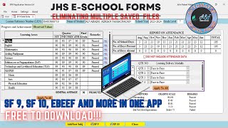 JHS Automated DepEd Latest School Forms SF 9 SF 2 SF 10 EBEEF Summary of Grades Part I [upl. by Ahsatsana]