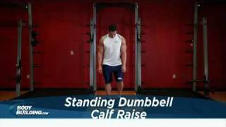 Standing Dumbbell Calf Raises  Calf Exercise  Bodybuildingcom [upl. by Submuloc349]