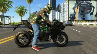 Kawasaki Ninja H2  The Crew 2  Logitech g29 gameplay [upl. by Ahsauqram]