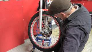 How to maintain the front wheel of a trials bike with disc brakes [upl. by Standford]