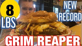 Lucky’s GRIM REAPER BURGER challenge  MOM VS FOOD  NEW RECORD  8 LBS [upl. by Pappas]