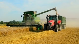 Wheat Harvest 2012John Deere 9780i CTS amp Massey Ferguson 7620 [upl. by Mailand]