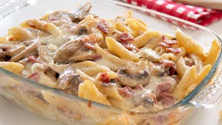 PASTA AL FORNO CON FUNGHI SPECK E SCAMORZA  Super filante [upl. by Dorfman]