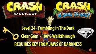 Crash Bandicoot 1 HD  Fumbling in the Dark 100 Walkthrough  REQUIRES KEY FROM JAWS OF DARKNESS [upl. by Jean155]