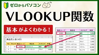 【エクセル初心者】VLOOKUP関数①基本のしくみと使い方 [upl. by Ytsirk]