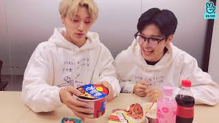 ENG SUB ATEEZ VLIVE  WOOYOUNG SAN SEONGHWA VLIVE  WOOSAN  20190606 [upl. by Sueahccaz]