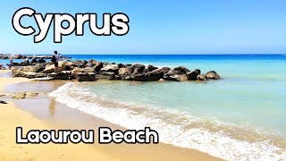 Laourou Beach Corallia Beach  Coral Bay Peyia Paphos Cyprus  2021  4K [upl. by Idna705]