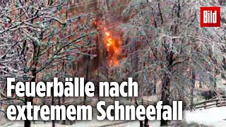 Feuerbälle wegen krassem Schneefall  Kein Strom kein Mobilfunknetz wegen WetterChaos [upl. by Surad]