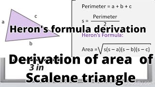 Herons formula derivation proof using Pythagoras theorem [upl. by Torbert]