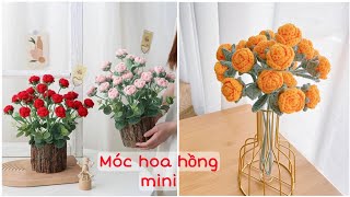 117 Crochet Rose  Cách Móc Hoa Hồng Mini Siêu Nhanh  Dương Liễu Handmade [upl. by Aisena]