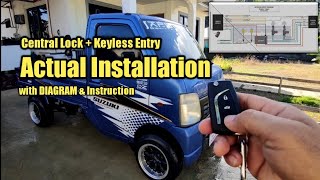 Central LockKeyless Entry Actual Installation to Multicab DA63T with diagram [upl. by Yemane467]