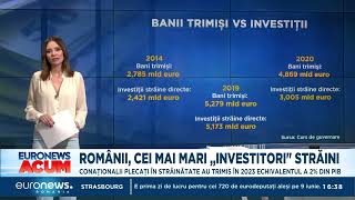 Românii care muncesc în străinătate au trimis în țară 65 miliarde de euro în 2023 adică 2 din PIB [upl. by Ecinad]