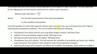 Gravimetry Particle Size and Super Saturation [upl. by Elokin648]