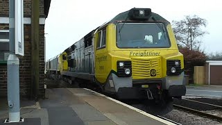 Felixstowe container freight trains at westerfield station 9418 [upl. by Nospmas678]