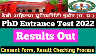 davv Indore PhD entrance test 2022 results out I देवी अहिल्या यूनिवर्सिटी पीएचडी प्रवेश रिजल्ट घोषित [upl. by Ettevram]